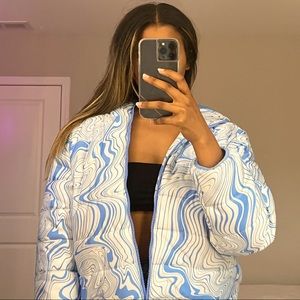 Blue Print Bomber Jacket